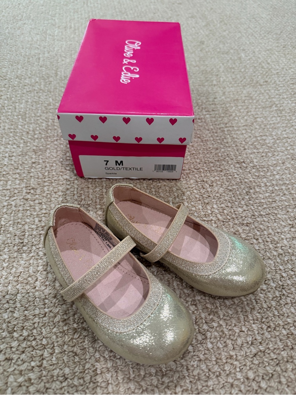 Girls' Gold Glitter Mary Jane Shoes - Y7